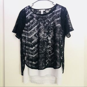 Kenneth Cole black lace blouse size M